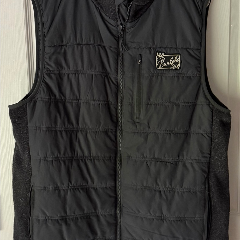 BURLEBO Black Quilted Vest with Zip Chest Pocket